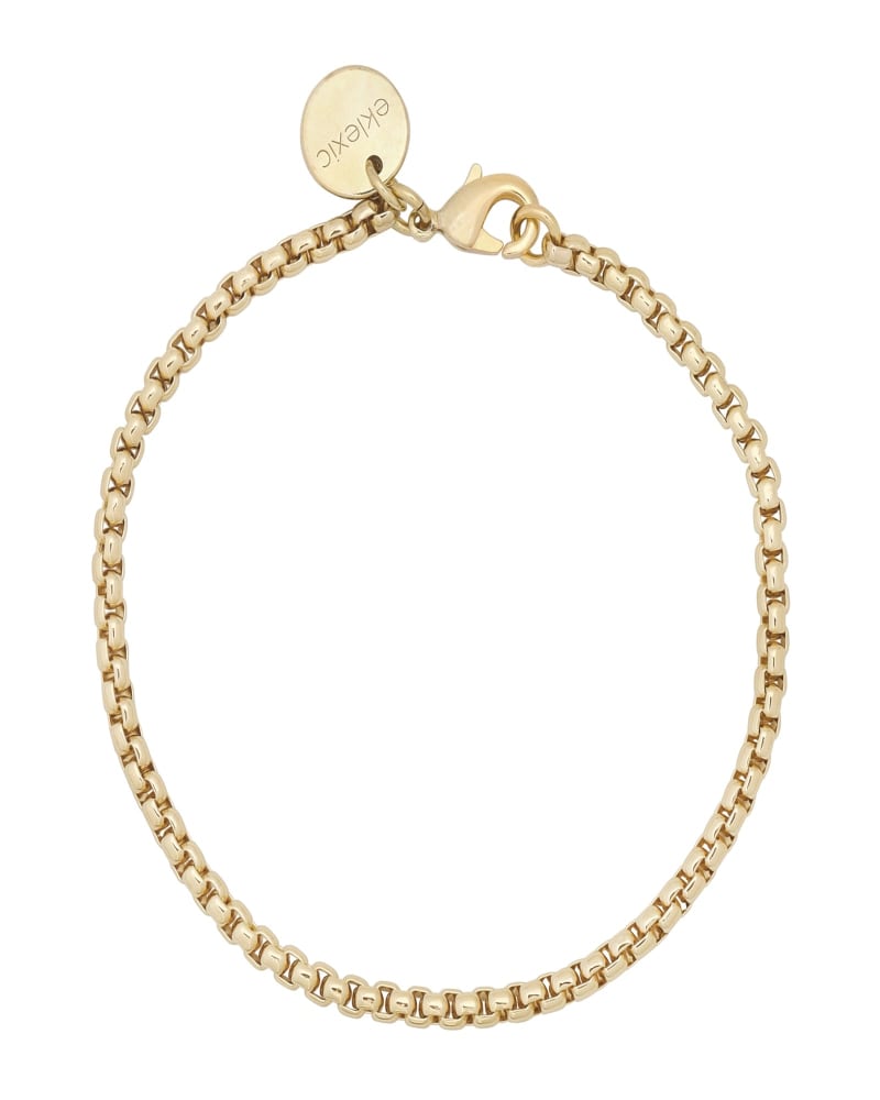 Front of a size 8" Thin Luciana Bracelet 8" Gold in Gold by Eklexic. | dia_product_style_image_id:282410
